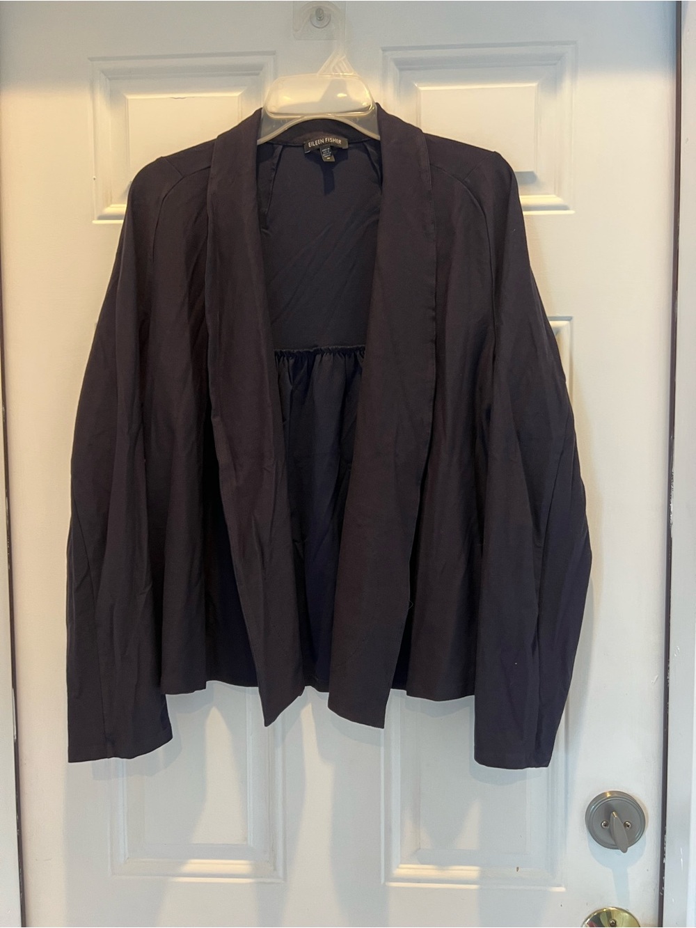 Eileen Fisher Women Cardigan Navy Blue Top Long Sleeve Open Front Size M # 1008